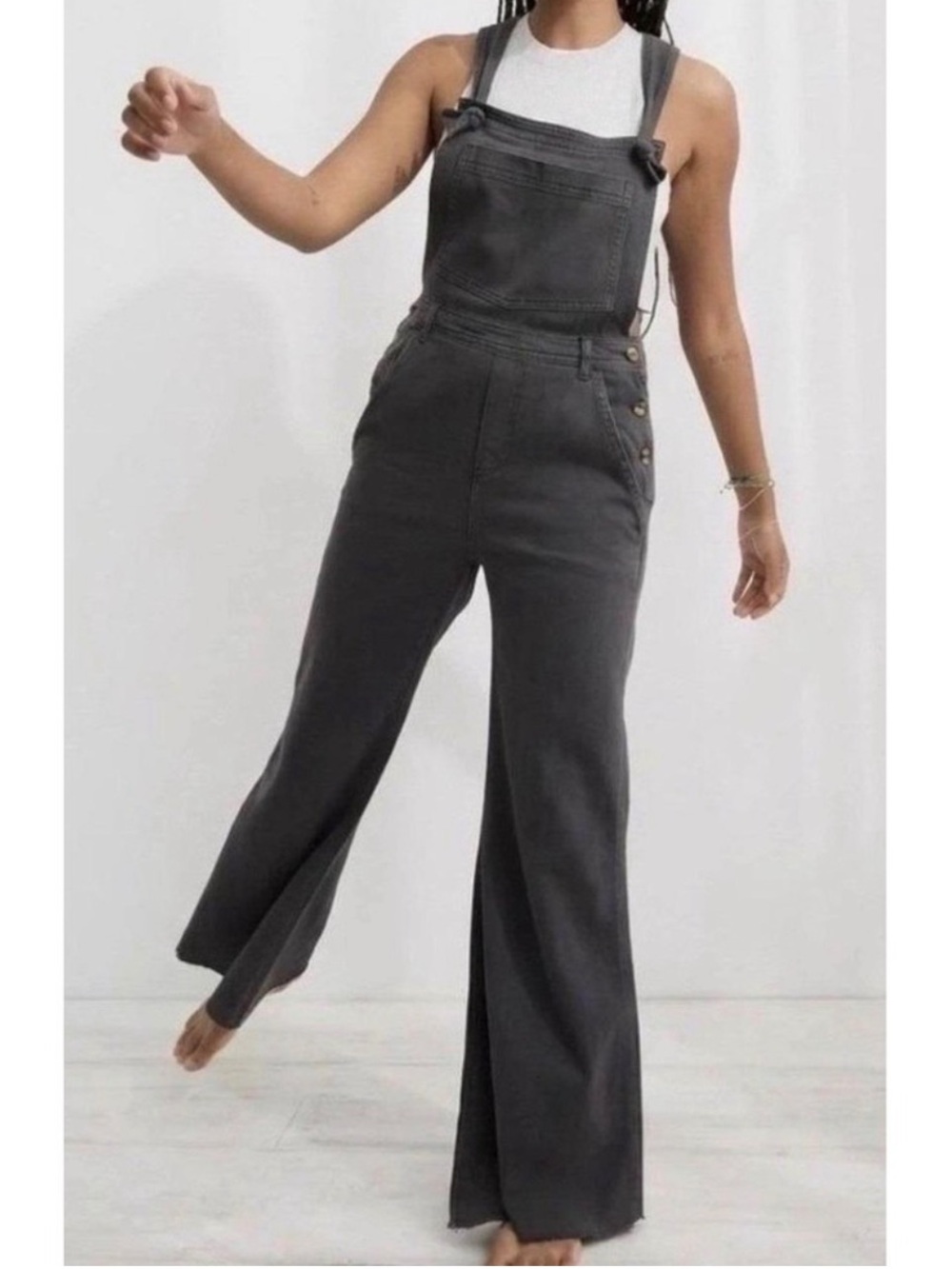 Aerie Gray Wide Leg Overalls Jumpsuit